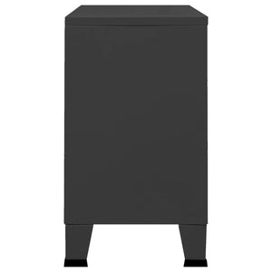 Schwarzes Sideboard Industrial Metall/Glas 105cm