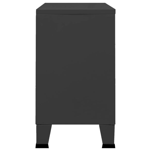 Schwarzes Sideboard Industrial Metall/Glas 105cm