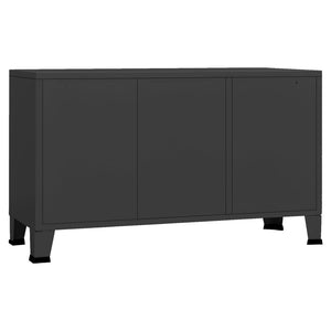 Schwarzes Sideboard Industrial Metall/Glas 105cm