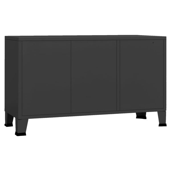 Schwarzes Sideboard Industrial Metall/Glas 105cm