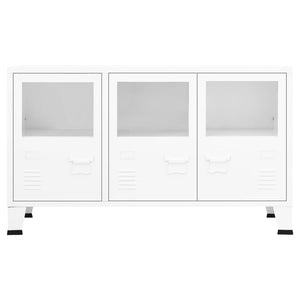 Weißes Industrial Sideboard Metall/Glas 105cm