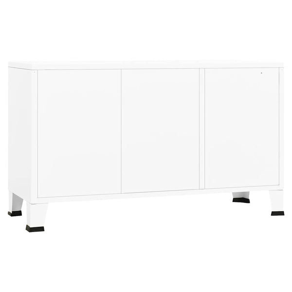 Weißes Industrial Sideboard Metall/Glas 105cm