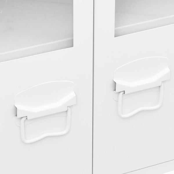 Weißes Industrial Sideboard Metall/Glas 105cm