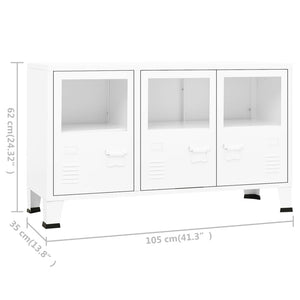 Weißes Industrial Sideboard Metall/Glas 105cm