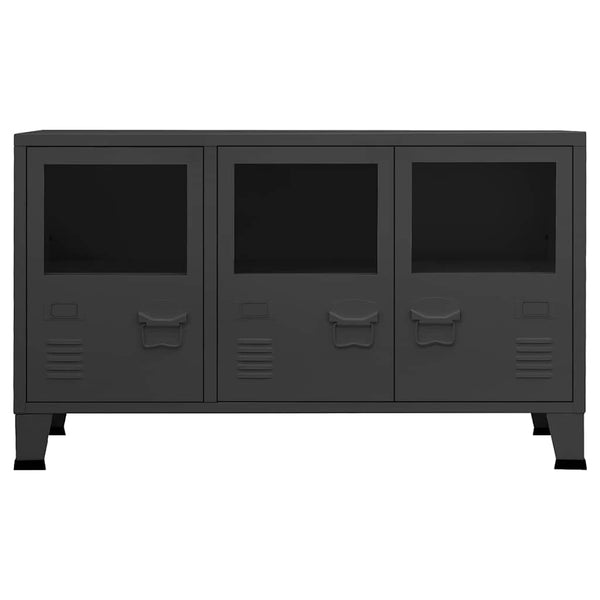 Anthrazit Sideboard 105cm Metall/Glas