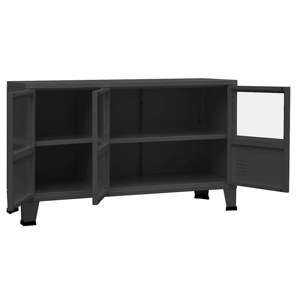 Anthrazit Sideboard 105cm Metall/Glas