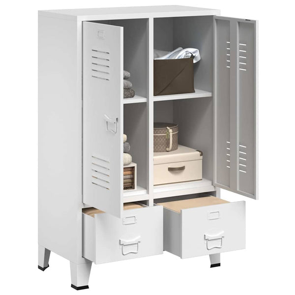 Weißer Kleiderschrank im Industrie-Stil, 67x35x107 cm