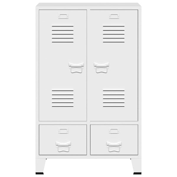 Weißer Kleiderschrank im Industrie-Stil, 67x35x107 cm