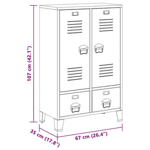 Weißer Kleiderschrank im Industrie-Stil, 67x35x107 cm
