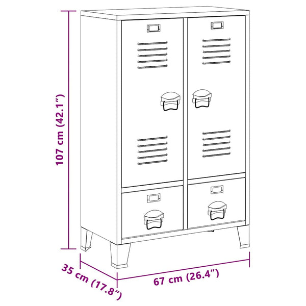 Weißer Kleiderschrank im Industrie-Stil, 67x35x107 cm