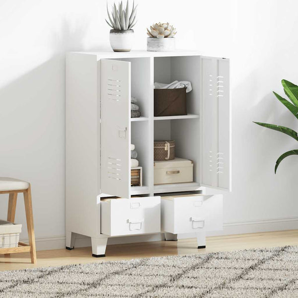 Weißer Kleiderschrank im Industrie-Stil, 67x35x107 cm