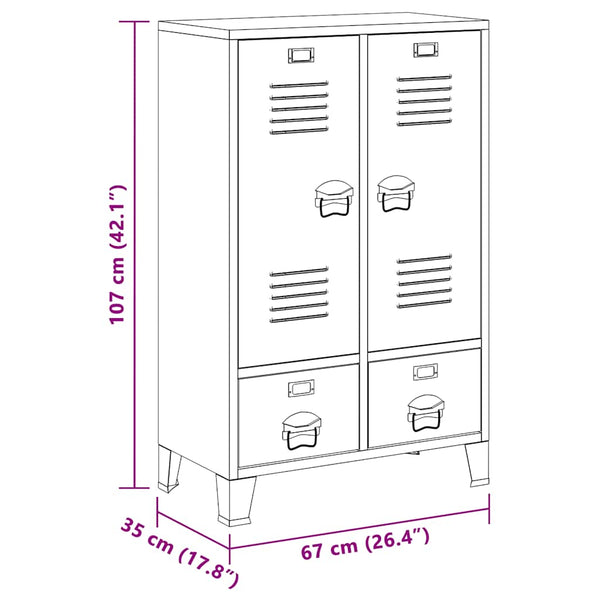 vidaXL Armoire style industriel anthracite 67x35x107 cm acier