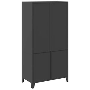 Metall Kleiderschrank Industrial Schwarz 90x180 cm