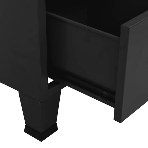 Metall Kleiderschrank Industrial Schwarz 90x180 cm