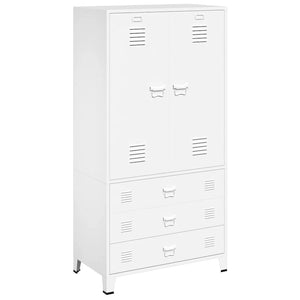 Metall Kleiderschrank Weiß Industrial 90x180 cm