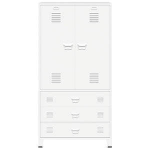 Metall Kleiderschrank Weiß Industrial 90x180 cm