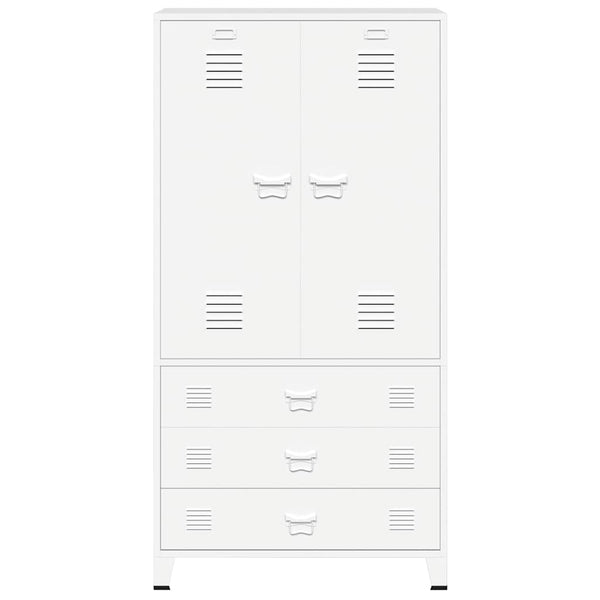 Metall Kleiderschrank Weiß Industrial 90x180 cm