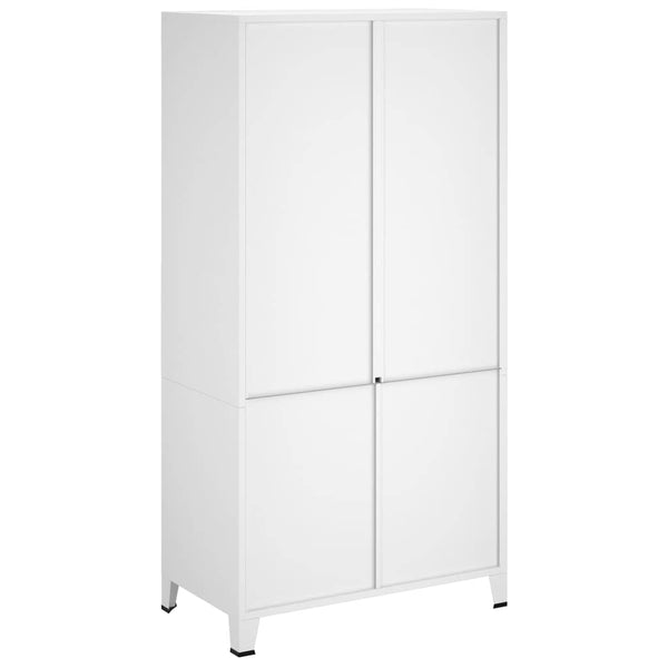 Metall Kleiderschrank Weiß Industrial 90x180 cm