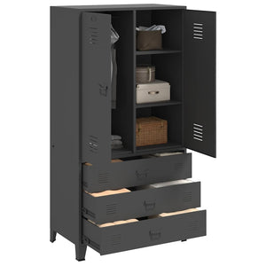 Metall Kleiderschrank Anthrazit 90x50x180 cm