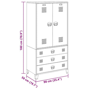 Metall Kleiderschrank Anthrazit 90x50x180 cm