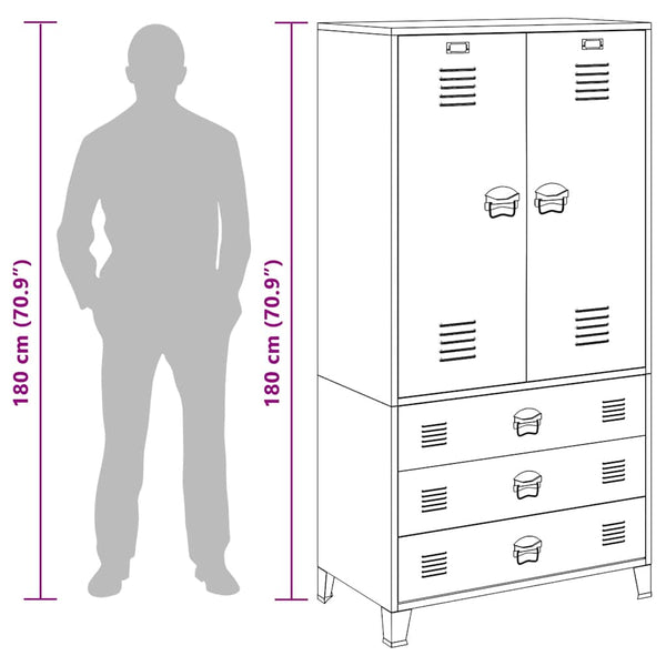 Metall Kleiderschrank Anthrazit 90x50x180 cm