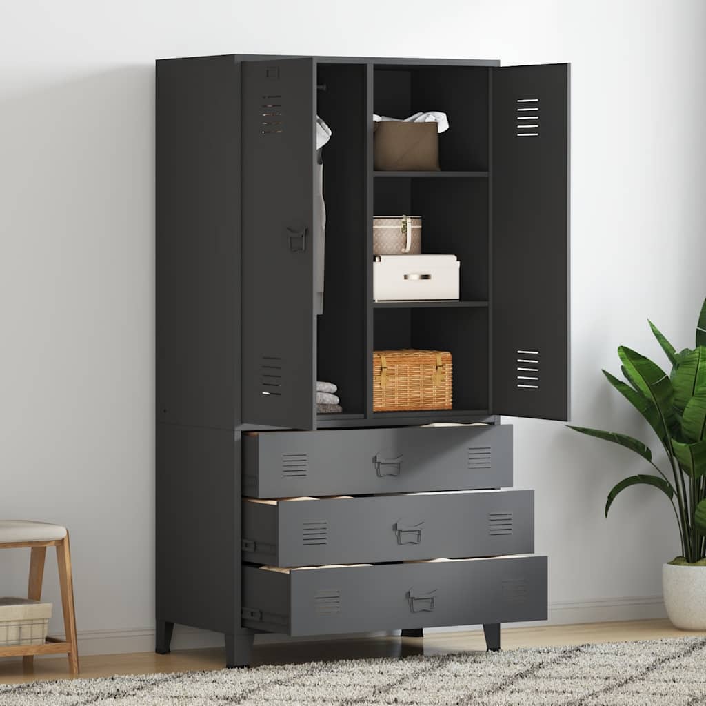 Metall Kleiderschrank Anthrazit 90x50x180 cm