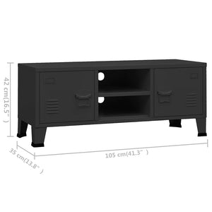TV-Schrank Industrie-Stil Schwarz Metall 105 cm