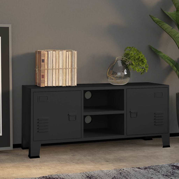 TV-Schrank Industrie-Stil Schwarz Metall 105 cm