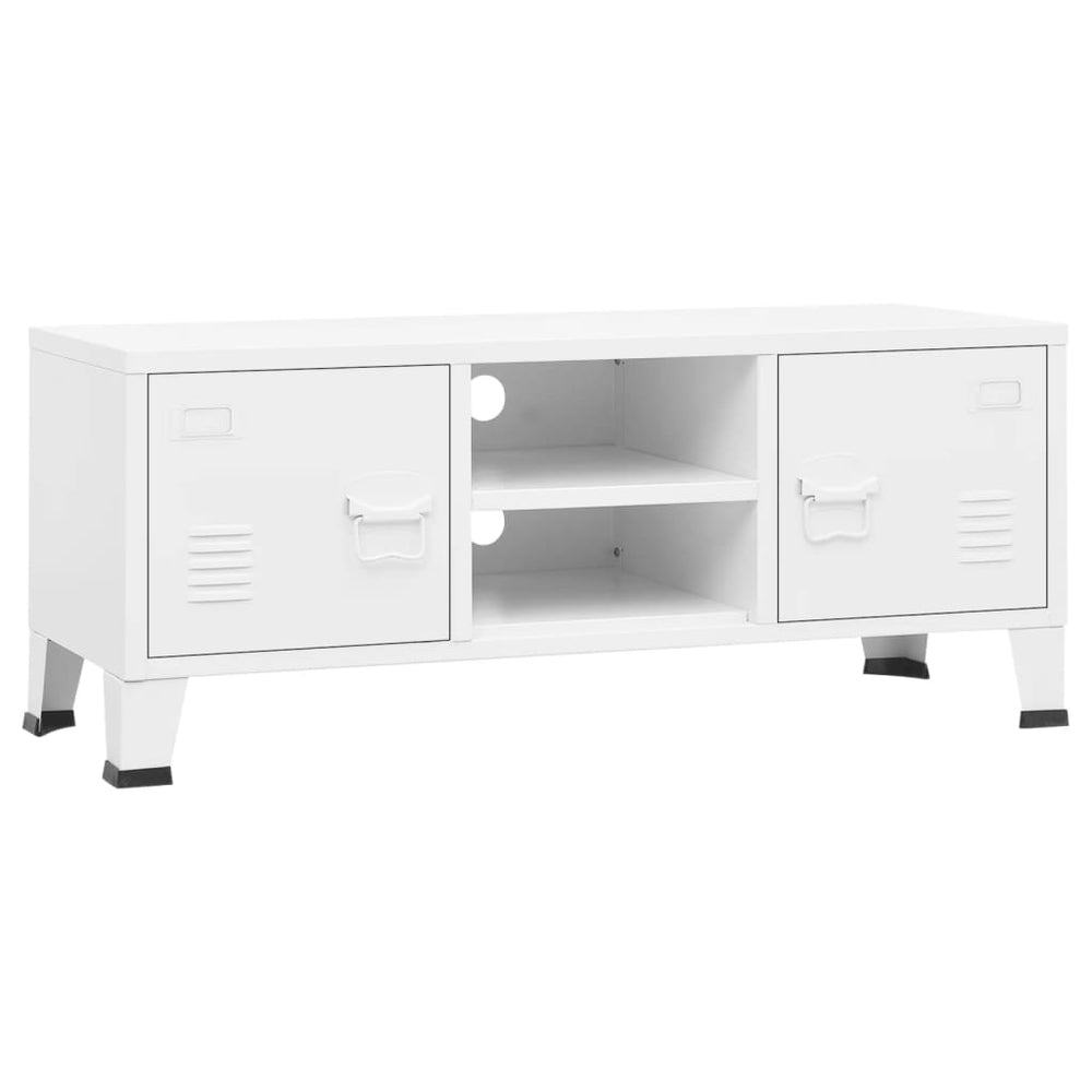 Weißer TV-Schrank im Industrie-Stil, 105 cm