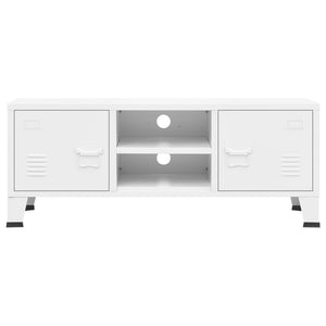 Weißer TV-Schrank im Industrie-Stil, 105 cm