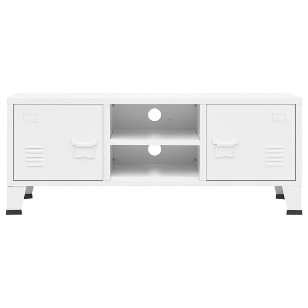 Weißer TV-Schrank im Industrie-Stil, 105 cm
