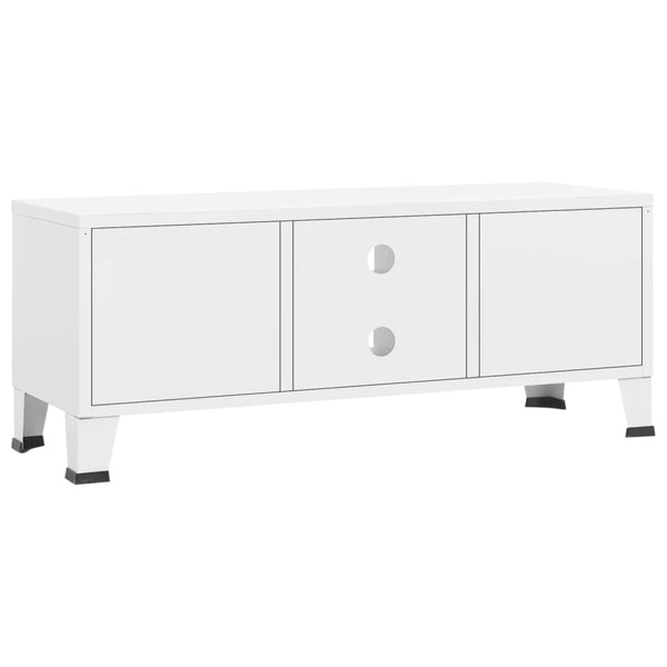 Weißer TV-Schrank im Industrie-Stil, 105 cm