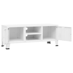 Weißer TV-Schrank im Industrie-Stil, 105 cm