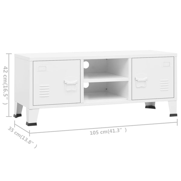 Weißer TV-Schrank im Industrie-Stil, 105 cm
