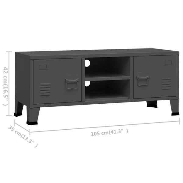 TV-Schrank Anthrazit Industrie-Stil Metall