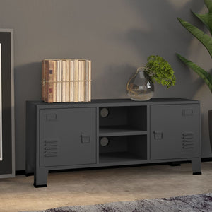 TV-Schrank Anthrazit Industrie-Stil Metall