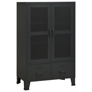 Industrial Lagerschrank Schwarz Metall 70x115 cm