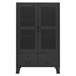 Industrial Lagerschrank Schwarz Metall 70x115 cm