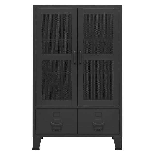 Industrial Lagerschrank Schwarz Metall 70x115 cm