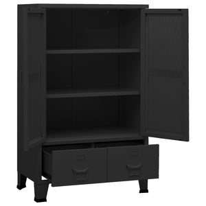 Industrial Lagerschrank Schwarz Metall 70x115 cm