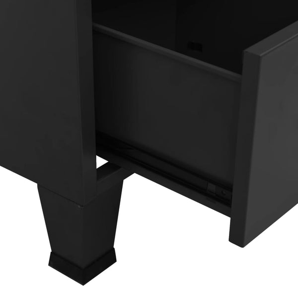 Industrial Lagerschrank Schwarz Metall 70x115 cm