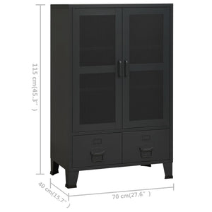 Industrial Lagerschrank Schwarz Metall 70x115 cm