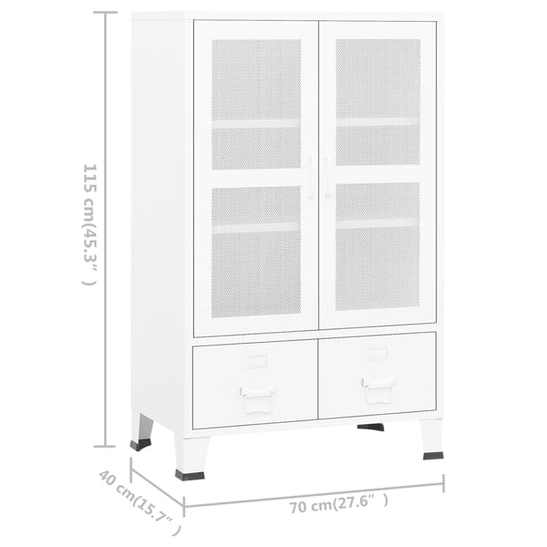 Weißer Metall Lagerschrank Industrial 70x115 cm