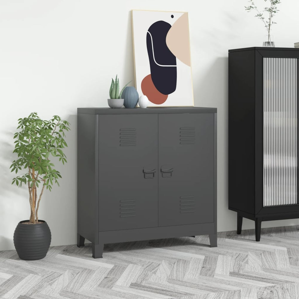 vidaXL Coffre de rangement industriel anthracite 90x40x100 cm Acier