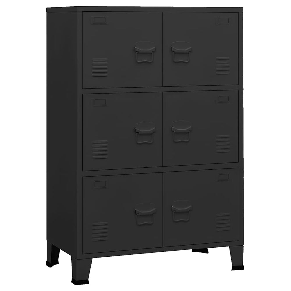 Metall Lagerschrank Industrial Schwarz 75x40x115 cm