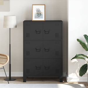 Metall Lagerschrank Industrial Schwarz 75x40x115 cm