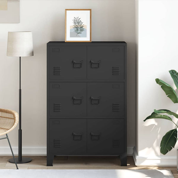 Metall Lagerschrank Industrial Schwarz 75x40x115 cm
