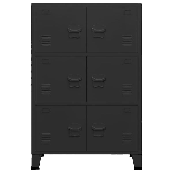 Metall Lagerschrank Industrial Schwarz 75x40x115 cm