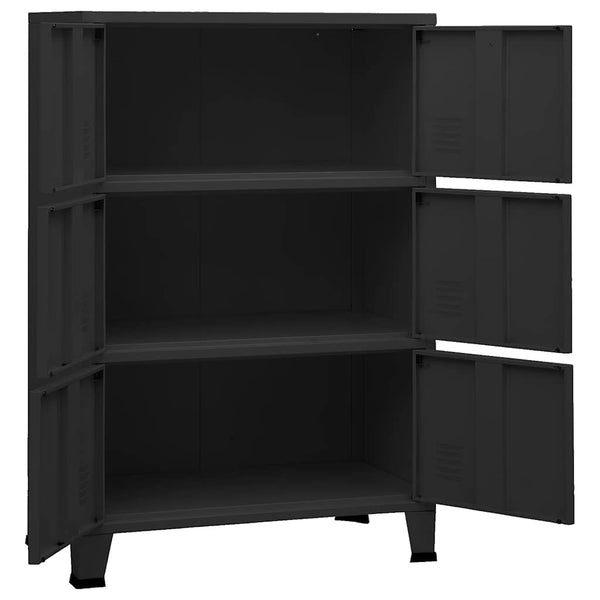 Metall Lagerschrank Industrial Schwarz 75x40x115 cm