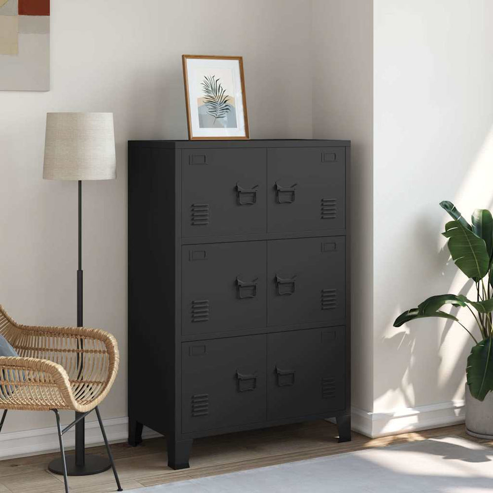 Metall Lagerschrank Industrial Schwarz 75x40x115 cm